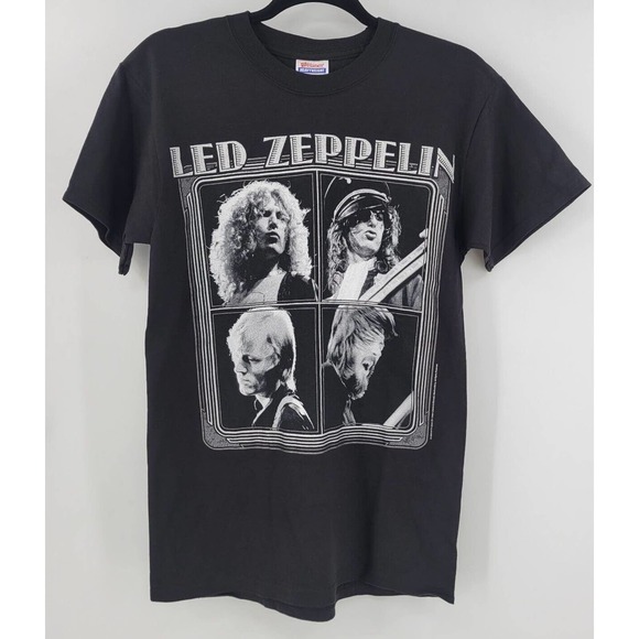 Hanes Other - Led Zeppelin North American Tour 1973 Silver Marquee Sparkle NOS Black T Shirt S